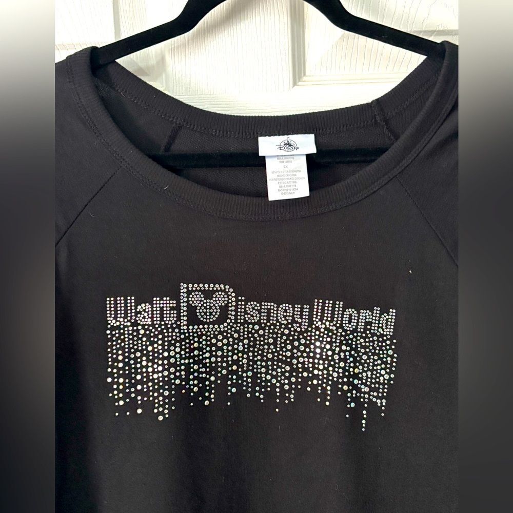 Disney Parks Black Knit Size 2X Disney World Rhinestone Lightweight Sweater EUC!